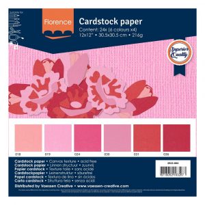 Papier Cartonné Florence Vaessen Creative - Rose Bonbon | 216g | 30,5x30,5cm | 20 Feuilles
