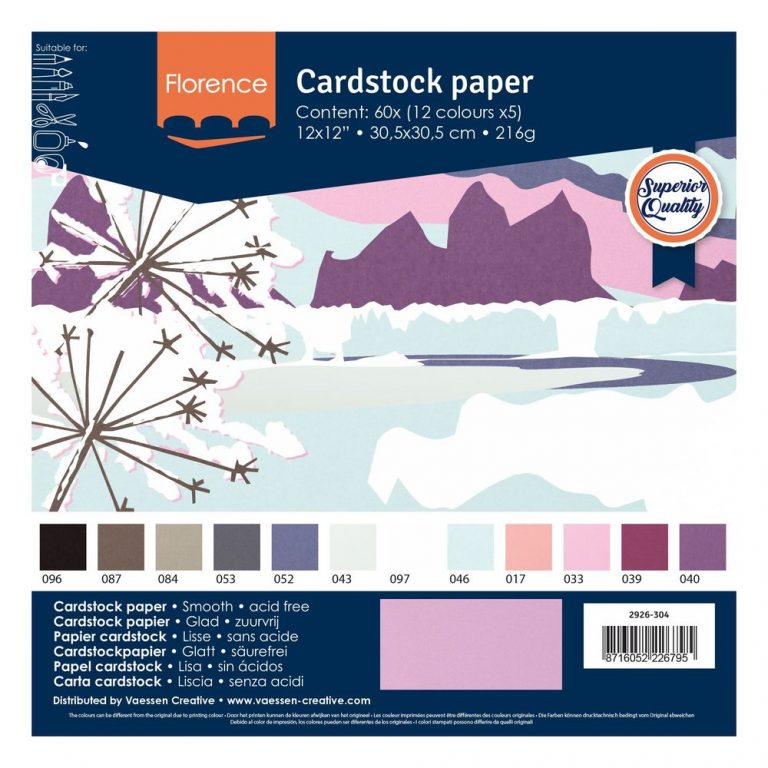 Papier Cartonné Vaessen Creative Florence - 20 Feuilles 30.5x30.5cm 216g/m², Rose Texturé